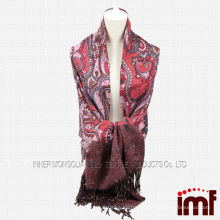 Paisley Patterned Cashmere Scarf with Tassels